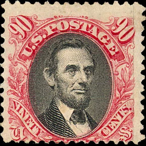 1869 US 1869 90c Lincoln Pictorial finest OG single (Scott 122)