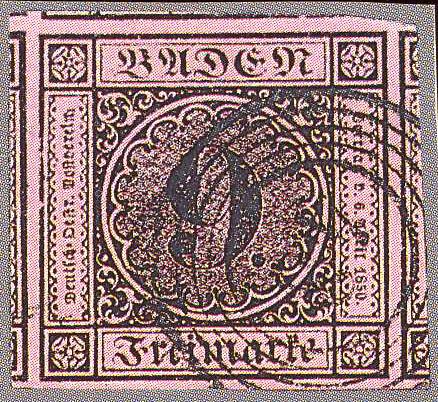 1851 Baden 9 Kreuzer Error